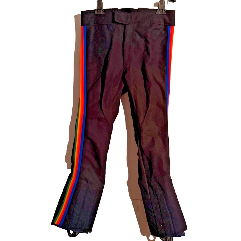 Vintage Obermeyer Ski Pants Size 30 RL Wool‎ Blend Rainbow Side Stripe Japan